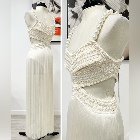 PatBO Fringe Beach Dress with Pearl Straps - Picture 6 of 13